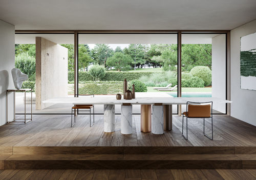 Mesa contemporânea - ARCAICO - KREOO - em madeira / metálica / em mármore