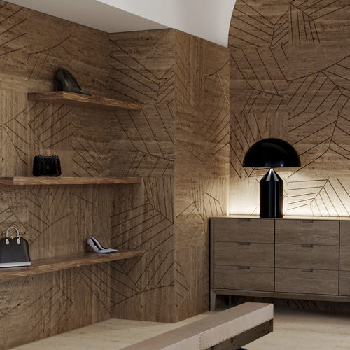 Acabamento de parede para ambiente interno - FOLIUM - KREOO - em mármore / texturizado / efeito papel de parede