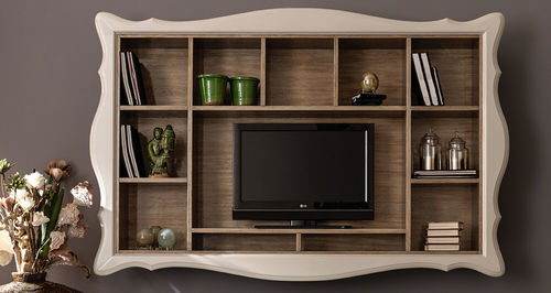 Móvel de parede de sala de estilo - ALICE - Corte Zari - em carvalho / em MDF / em compensado