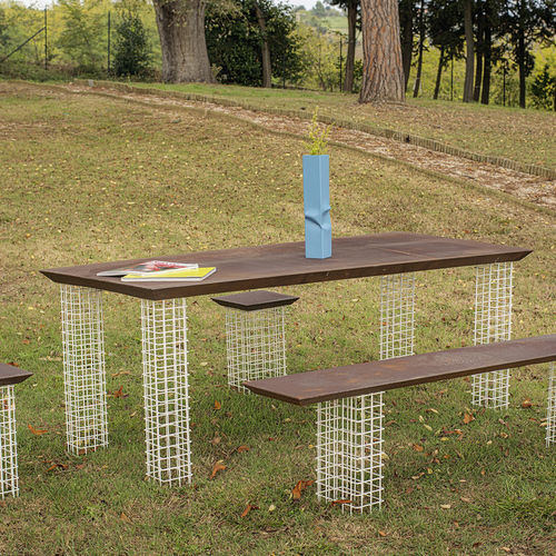 Mesa contemporânea - GRAMIGNA - Marco Ripa - em ferro / em aço Corten / retangular