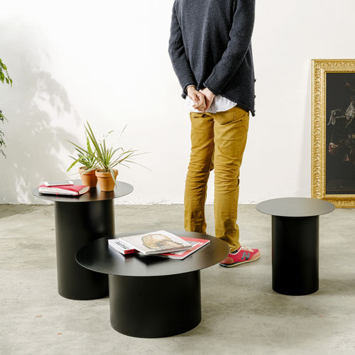 Mesa de centro contemporânea - CHIODO 4, CHIODO 5 &amp; CHIODO 6 - Marco Ripa - em ferro / redonda / com compartimento de arrumação
