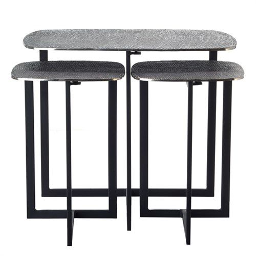 Mesa lateral contemporânea - JUTE-SILVER-SET3 - Pols Potten - em alumínio / em ferro / retangular