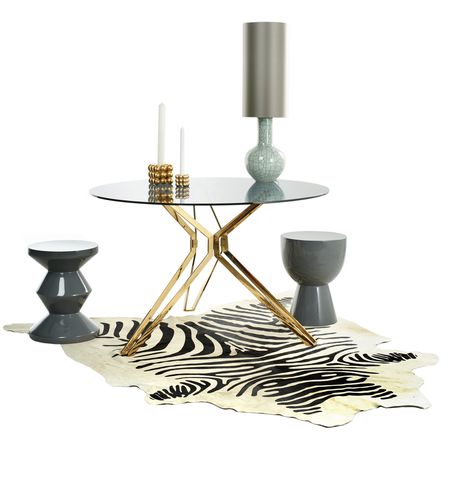 Mesa de jantar contemporânea - Pols Potten - em vidro / em aço inoxidável polido / redonda