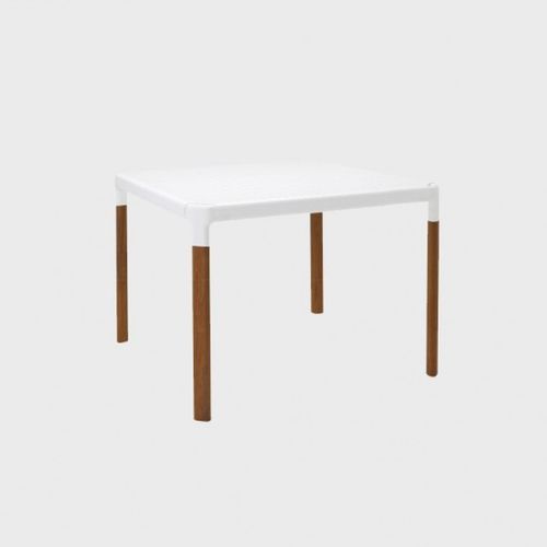 Mesa contemporânea - AT800 - Maiori - em teca / em alumínio / quadrada