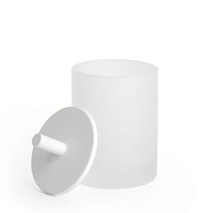 Caixa organizadora em vidro fosco - ROUND UP: FROSTED WHITE - Klomfar GmbH - com tampa / para banheiro
