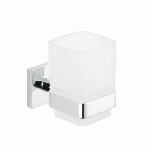 Porta-escova de dentes da linha comercial - FROSTED GLASS: BRASS CHROME PLATED - Klomfar GmbH