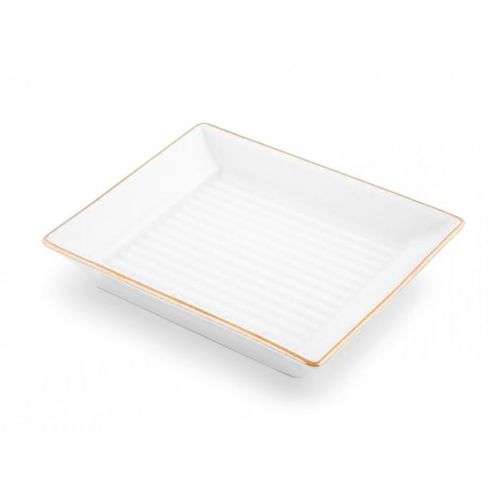Saboneteira metálica - RECTANGLE: GOLD TRIM - Klomfar GmbH - em porcelana