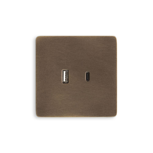 Tomada USB - NOOR - A/C - Atelier Luxus - dupla / de parede / de embutir