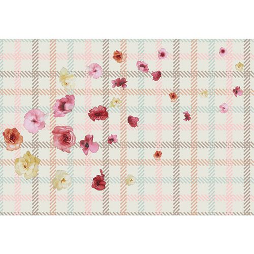 Papel de parede vintage - CAMELIAS - Neodko - em tecido não tecido / floral / listrado