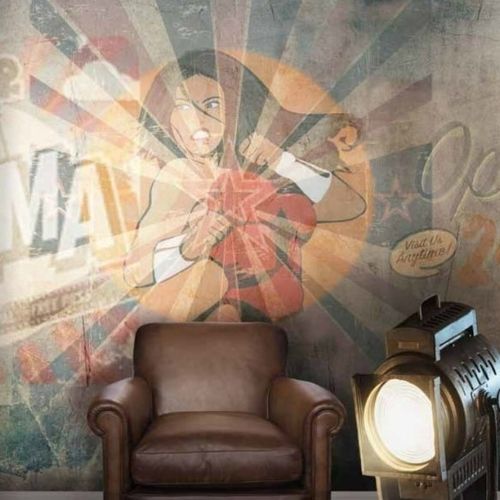 Papel de parede contemporâneo - FLASH GIRL - Neodko - em tecido não tecido / vinílico / com figura de pessoa