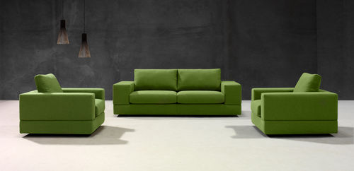 Sofá contemporâneo - TOLO - Indesign Living - em couro / verde / de 2 lugares