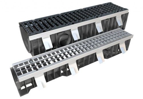Calha de escoamento com grelha - TOP - Polieco - de fenda / grelha de aço galvanizado / grelha em ferro fundido
