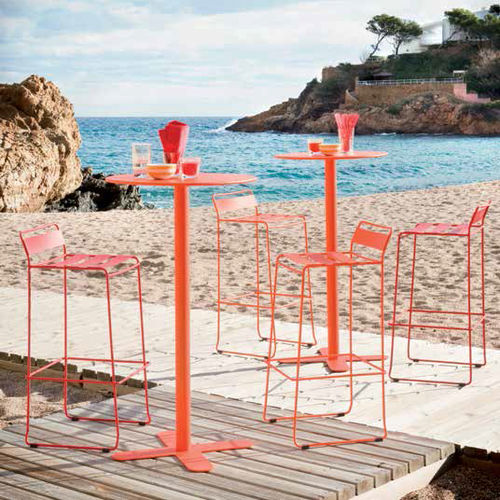 Mesa contemporânea - ANTIBES - iSi Contract - em aço galvanizado / com base em aço galvanizado / redonda