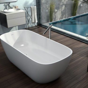 Banheira oval - KERROCK - freestanding / em compósito / branca