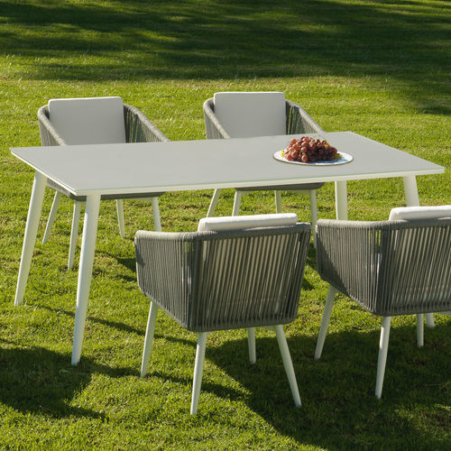 Mesa de jantar contemporânea - SIENA - ARKIMUEBLE - em cristal / com base em alumínio / retangular