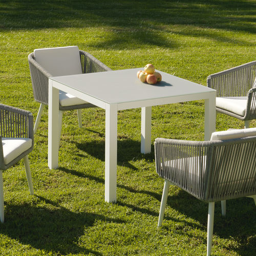 Mesa de jantar contemporânea - SIENA - ARKIMUEBLE - em cristal / com base em alumínio / retangular