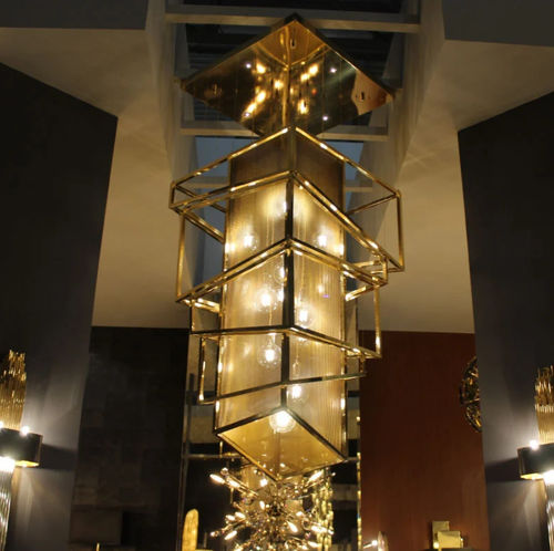 Lustre contemporâneo - BEIJING - CreativeMary - em vidro / em latão / em aço