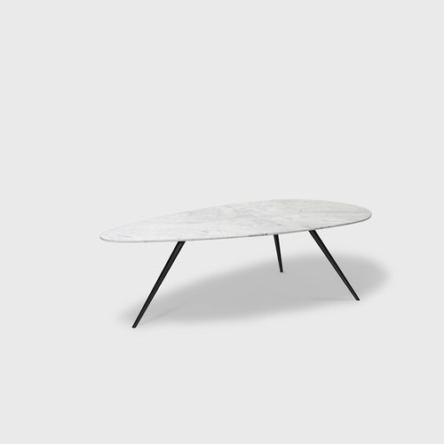 Mesa de centro contemporânea - EGGE CARRARA - MAAMI HOME - em mármore / com base em aço termolacado / oval