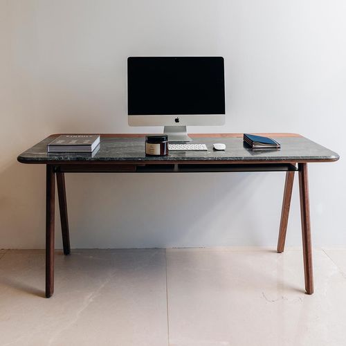 Mesa secretária de piso - DRAFT  - MAAMI HOME - contemporânea / em nogueira / em mármore