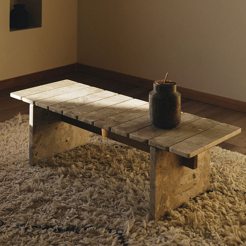 Mesa de centro contemporânea - PIANO - MAAMI HOME - em carvalho natural / em mármore / com base em mármore