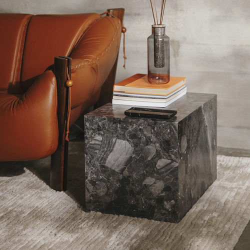 Mesa lateral contemporânea - EDGE H GRIS ALVITO - MAAMI HOME - em mármore / com base em mármore / retangular