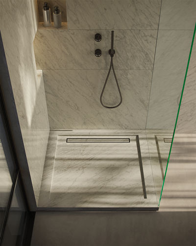 Piso de box quadrado - QURUM CARRARA - MAAMI HOME - elevado / em pedra natural / em mármore