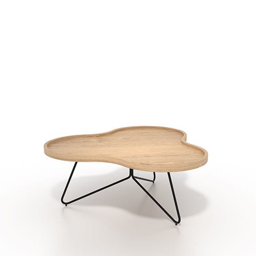 Mesa de centro contemporânea - FLOWER - AKANTE - com folheado de madeira / em MDF / com base em aço laqueada