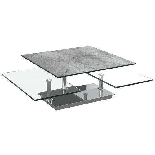 Mesa de centro contemporânea - SQUARE - AKANTE - em vidro / em cerâmica / com base em aço cromado
