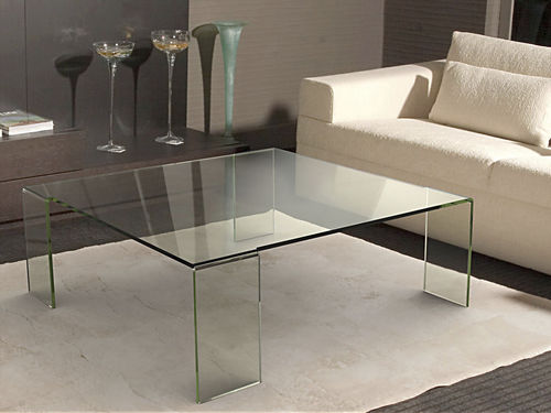 Mesa de centro contemporânea - ASTORIA - AKANTE - em vidro / com base em vidro curvo / quadrada