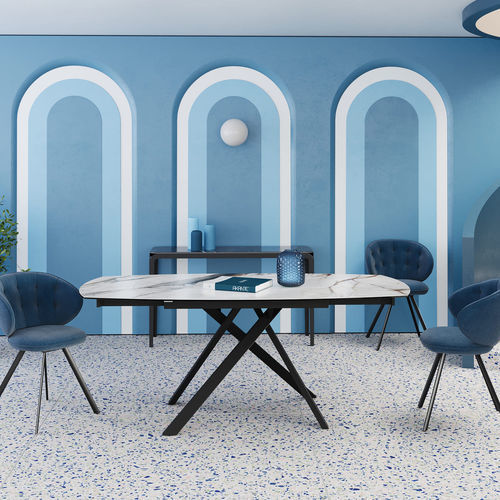 Mesa de jantar contemporânea - Stromboli - AKANTE - em cerâmica / com base em faia / retangular