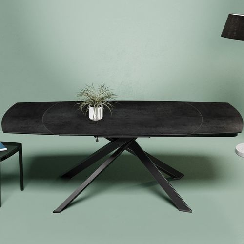 Mesa de jantar contemporânea - KHEOPS - AKANTE - em cerâmica / com base em aço laqueada / oval