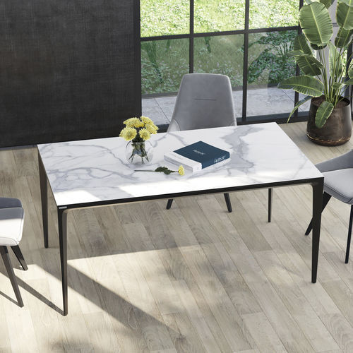Mesa de jantar contemporânea - VALENCIA - AKANTE - em cerâmica / com base em aço laqueada / com base em alumínio laqueada