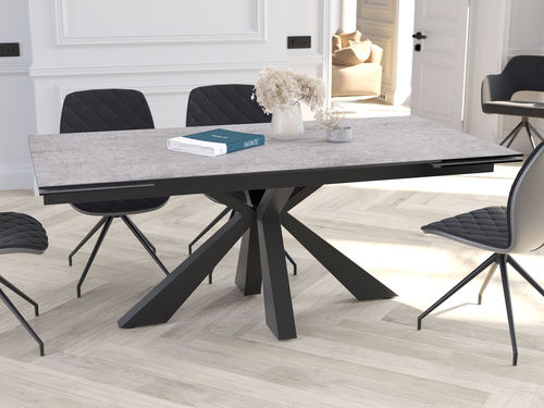 Mesa de jantar contemporânea - OTTAWA - AKANTE - em cerâmica / em mármore / com base em aço laqueada