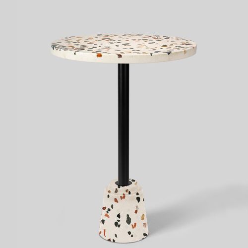 Mesa de lanchonete contemporânea - M-7 - Karoistanbul - em terrazzo / com base em aço / redonda