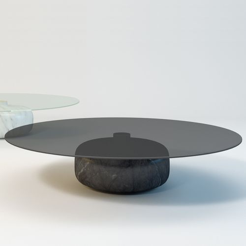 Mesa de centro contemporânea - INOA - Enne - em vidro fumê / em mármore / redonda