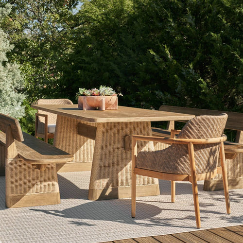 Mesa de jantar contemporânea - DELRIO - Arteriors Home - em teca / em corda / com base em madeira