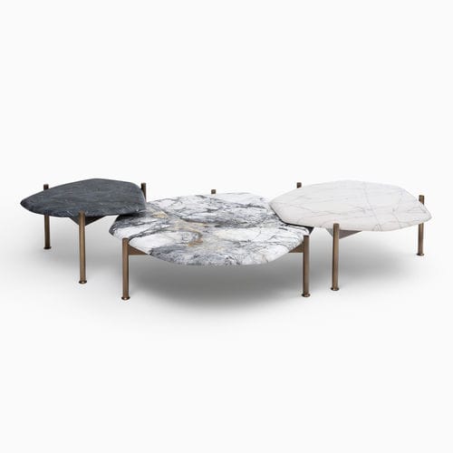 Mesa de centro contemporânea - BENTON  - CASTE - em mármore / com base em ferro / com base em carvalho