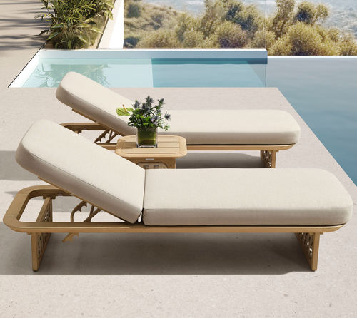 Espreguiçadeira contemporânea - RIVA - Higold - em Sunbrella® / em madeira / com encosto ajustável