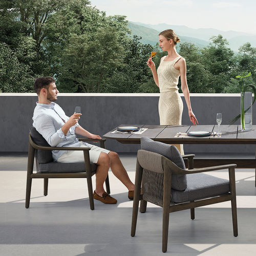 Cadeira de sala de jantar contemporânea - LEO - Higold - para ambiente externo / em Sunbrella® / em corda
