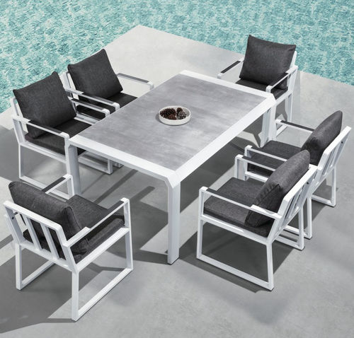 Conjunto de mesa e cadeiras contemporâneo - EXEE - Higold - para ambiente externo / em alumínio / retangular