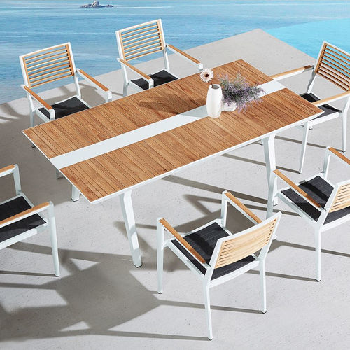 Mesa de jantar contemporânea - CHAMPION - Higold - em teca / em cerâmica / com base em madeira