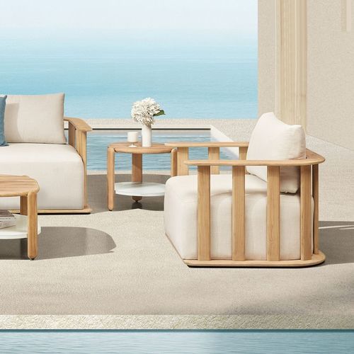 Poltrona contemporânea - PALLISAD - Higold - em Sunbrella® / em madeira / com almofadas