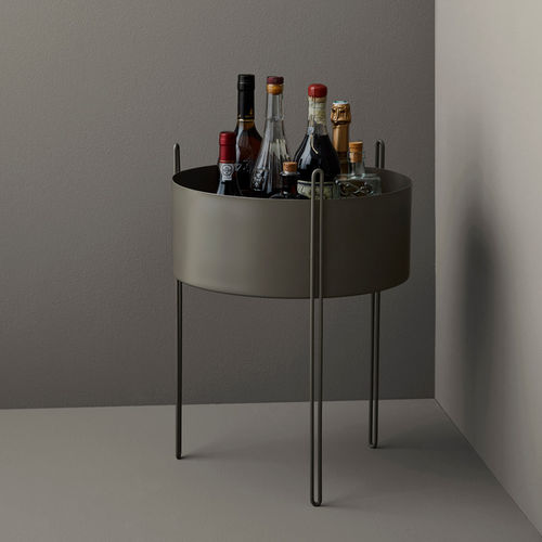 Vaso de jardim metálico - PIDESTALL - WOUD - redondo / da linha residencial