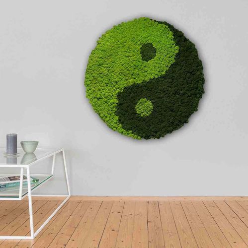 Musgo preservado de formato redondo - YIN AND YANG - FlowerArt GmbH - para quadro vivo / em painéis