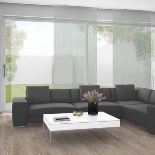 Cortina de voile listrada - TINY 3469 - ado goldkante - em poliéster / lavável / transparente
