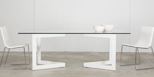 Mesa contemporânea - VERTICE - MASIS - em vidro / retangular
