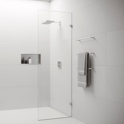 Ralo linear de chuveiro em vidro - MODULO TAF WALL - ESS Easy Drain - em aço inoxidável escovado / de alta resistência