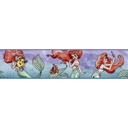 Friso de papel de parede contemporâneo - Disney The Little Mermaid Ariel & Friends - York wallcoverings - motivo infantil / multicores / em não tecido