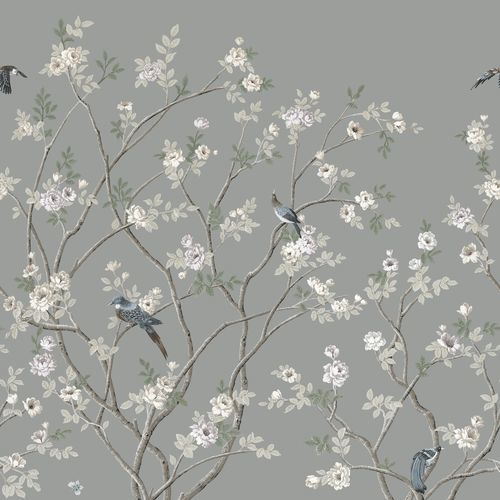 Papel de parede contemporâneo - Lingering Garden  - York wallcoverings - em fibras naturais / floral / efeito papel de parede