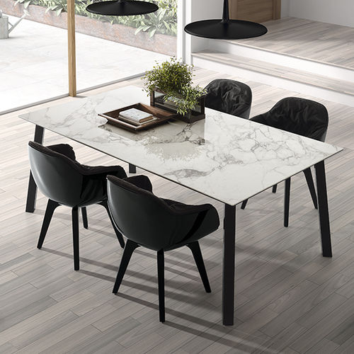 Mesa contemporânea - MERLOT  - DRESSY - em cerâmica / com base metálica / retangular